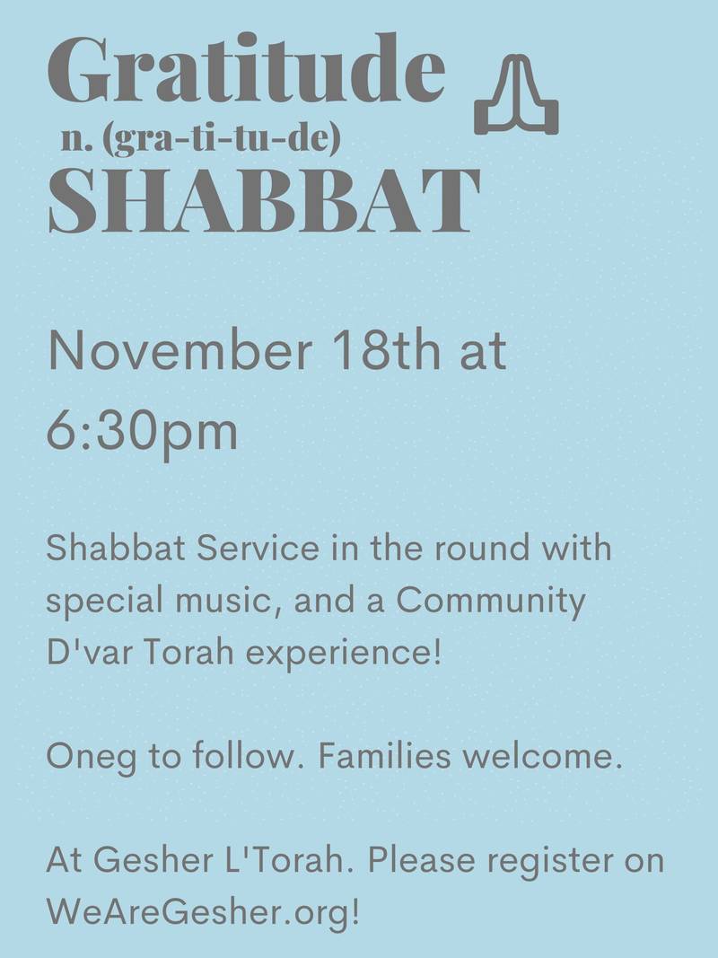 Banner Image for Gratitude Shabbat 